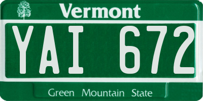 VT license plate YAI672