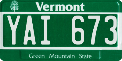 VT license plate YAI673