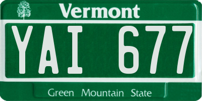 VT license plate YAI677
