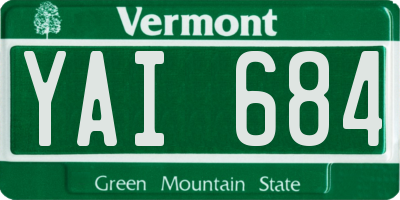 VT license plate YAI684