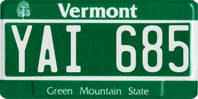 VT license plate YAI685