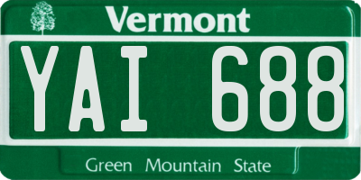 VT license plate YAI688