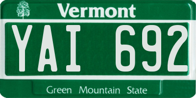 VT license plate YAI692