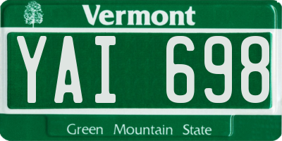 VT license plate YAI698