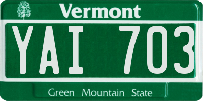 VT license plate YAI703