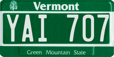 VT license plate YAI707