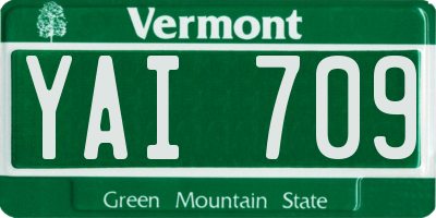 VT license plate YAI709