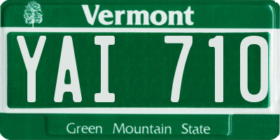 VT license plate YAI710