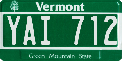 VT license plate YAI712