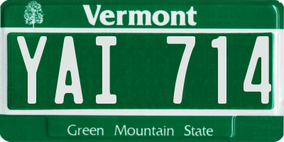 VT license plate YAI714