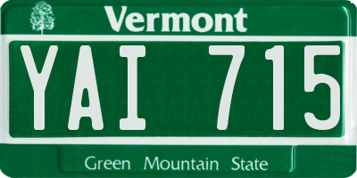VT license plate YAI715