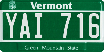 VT license plate YAI716