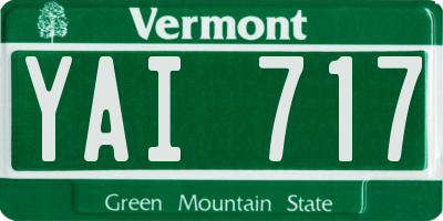 VT license plate YAI717