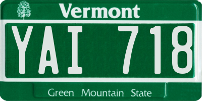VT license plate YAI718