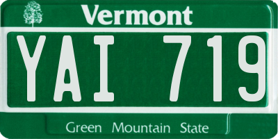 VT license plate YAI719