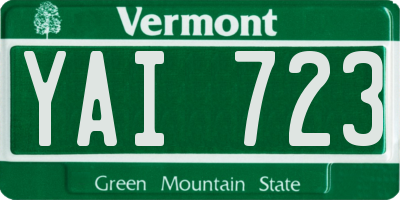 VT license plate YAI723