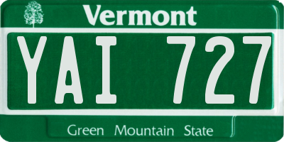 VT license plate YAI727