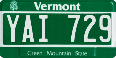 VT license plate YAI729