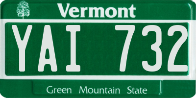 VT license plate YAI732