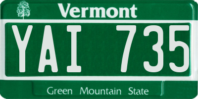 VT license plate YAI735