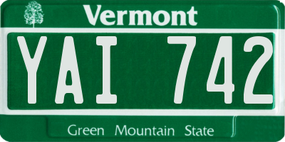 VT license plate YAI742