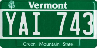 VT license plate YAI743
