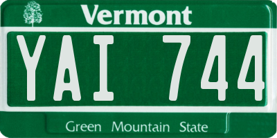 VT license plate YAI744