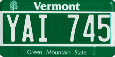 VT license plate YAI745