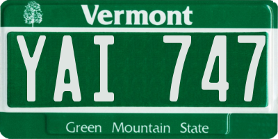 VT license plate YAI747