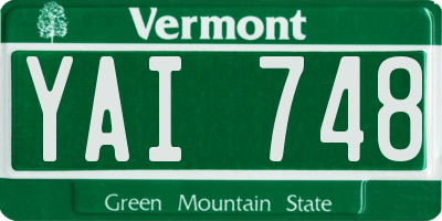 VT license plate YAI748
