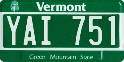 VT license plate YAI751