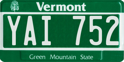 VT license plate YAI752