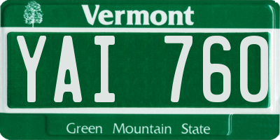 VT license plate YAI760