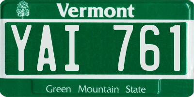 VT license plate YAI761