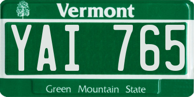VT license plate YAI765