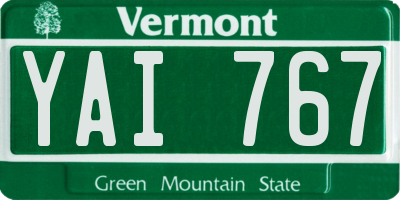 VT license plate YAI767