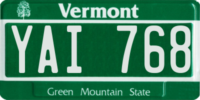VT license plate YAI768