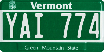 VT license plate YAI774