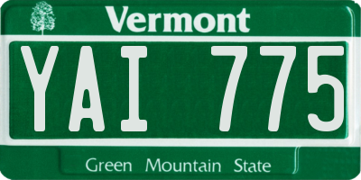 VT license plate YAI775