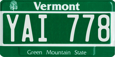 VT license plate YAI778