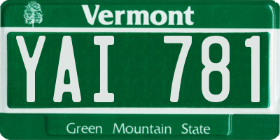 VT license plate YAI781