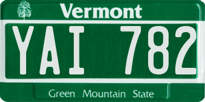 VT license plate YAI782