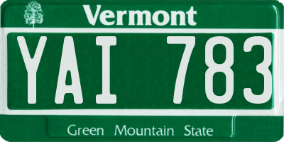 VT license plate YAI783