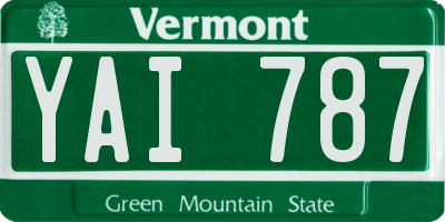 VT license plate YAI787