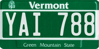 VT license plate YAI788