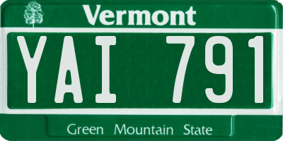 VT license plate YAI791