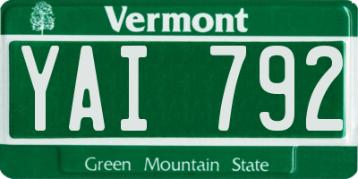 VT license plate YAI792