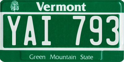 VT license plate YAI793