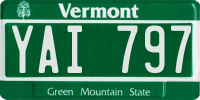 VT license plate YAI797