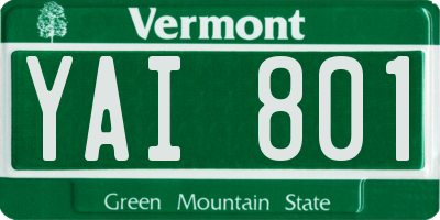 VT license plate YAI801